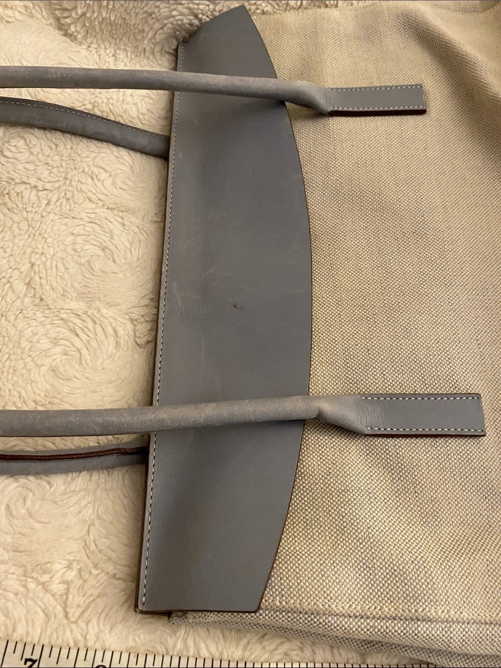 Prada vintage Canvas Tote in Light Gray with Blue Trim